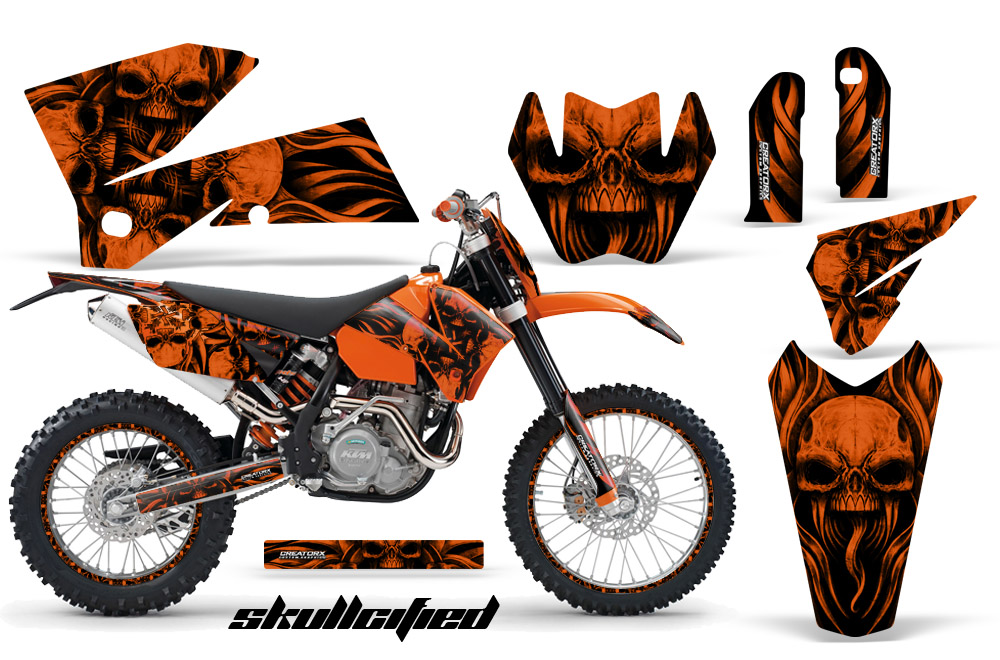 KTM C4 Graphics Kit Skullcified Orange NP Rims